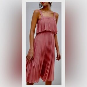 ASOS Double layer pleated midi dress - TEA ROSE - US 6
